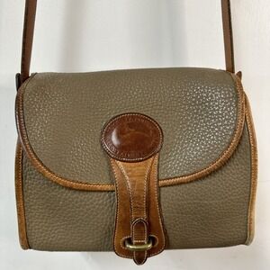 Vintage Dooney & Bourke Essex Brown Leather R25 Gray‎ Taupe Crossbody